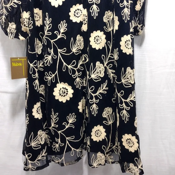 Melonie T Embroidered Floral Cold-Shoulder Sheer Mini Dress - Picture 9 of 16